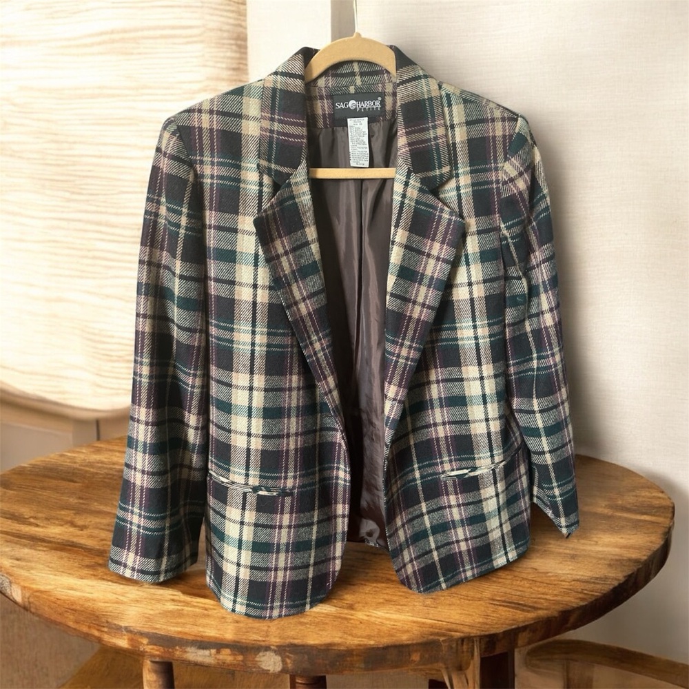 Sag Harbor Plaid Blazer - Green and Purple